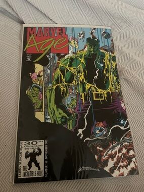 Marvel Age Comic Cover Featuring The Incredible Hulk - Green, Black, Purple